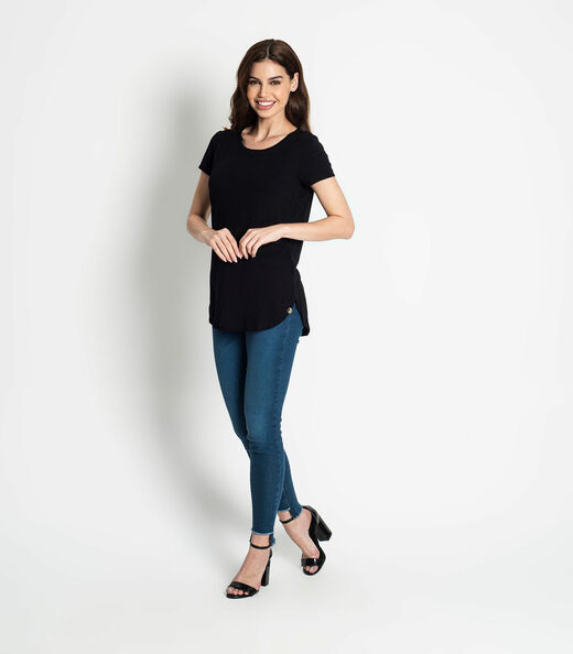 Blusa Feminina Andorra Flamê Básica Rovitex Preto