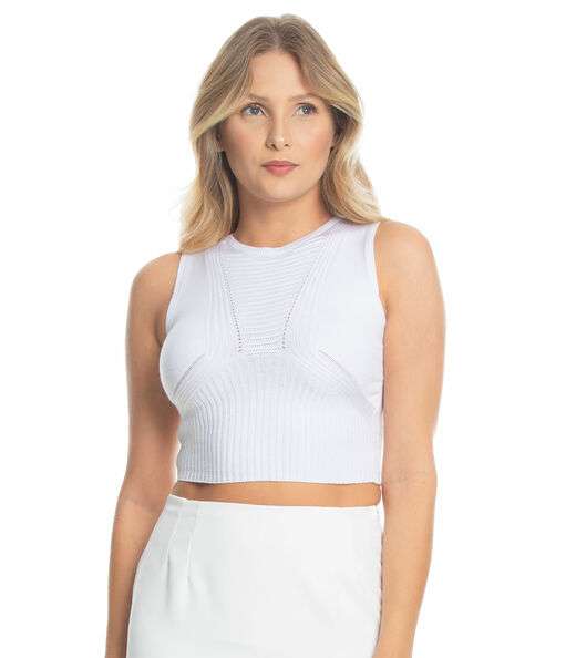 Regata Cropped Tricot Feminina Select Branco