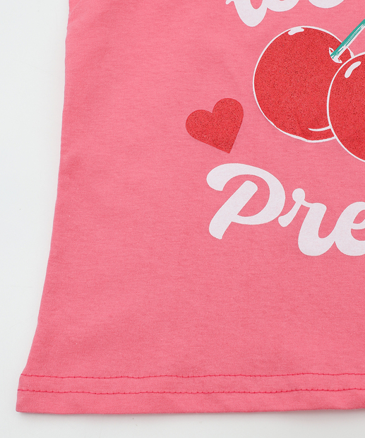 Blusa Infantil Manga Curta Estampa Cereja Marisa Tam 4 a 10 Rosa