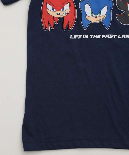 Conjunto Infantil Manga Curta Sonic Tam 4 a 10 Azul