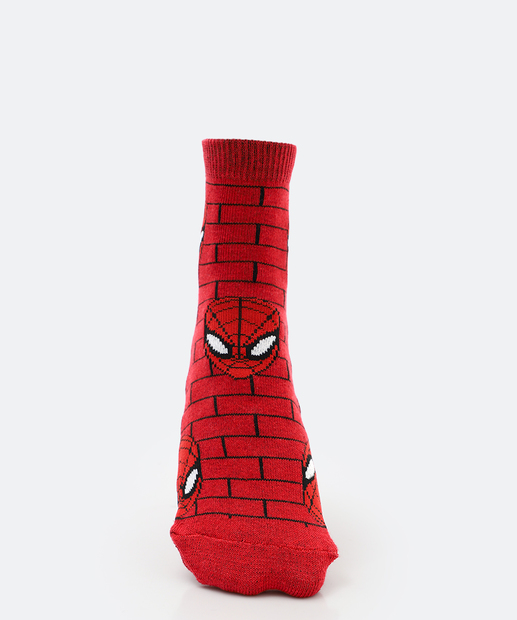 Kit 2 Meias Infantil Estampa Homem Aranha Vermelho