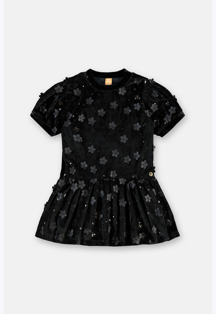 Vestido Veludo Bordado Forro Up Baby