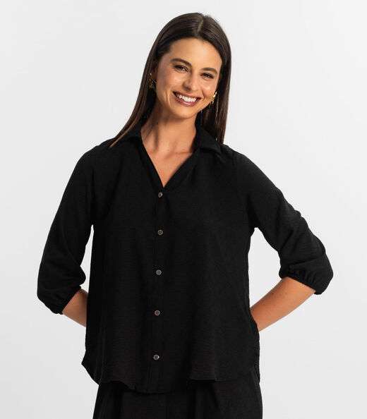 Camisa 3/4 Feminina Rovitex Preto