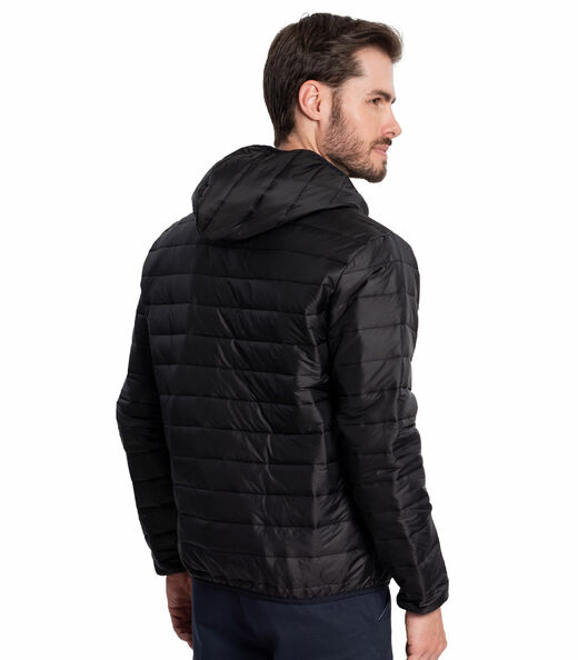 Jaqueta Puffer Masculina com Capuz Diametro Preto