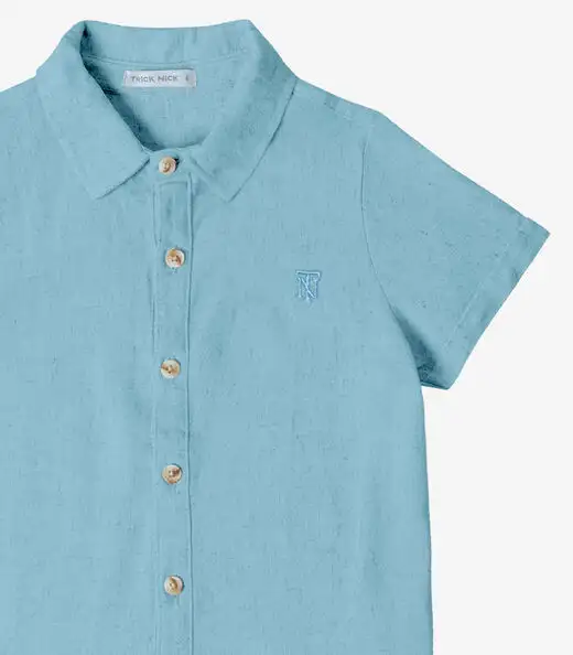 Camisa Infantil Masculina Com Botões Trick Nick Azul