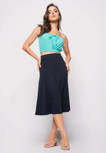 Cropped  Tomara Que Caia Malha Canelada Verde