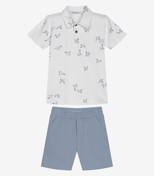 Conjunto Infantil Polo Com Bermuda Trick Nick Branco