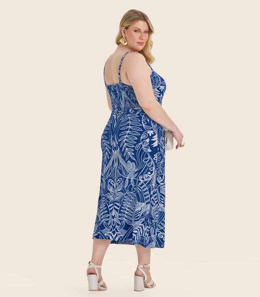 Vestido Midi Plus Size Secret Glam Azul