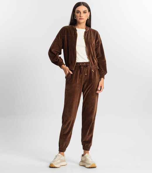 Conjunto Jaqueta com Calça Plush Endless Marrom | Marisa