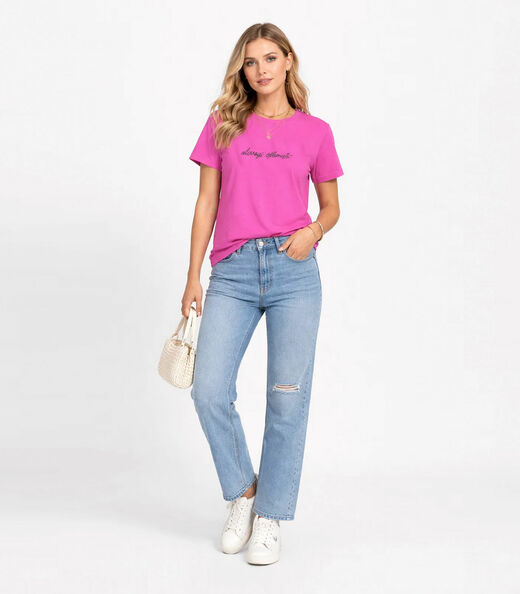 Blusa Feminina com Estampa Infinita Cor Rosa