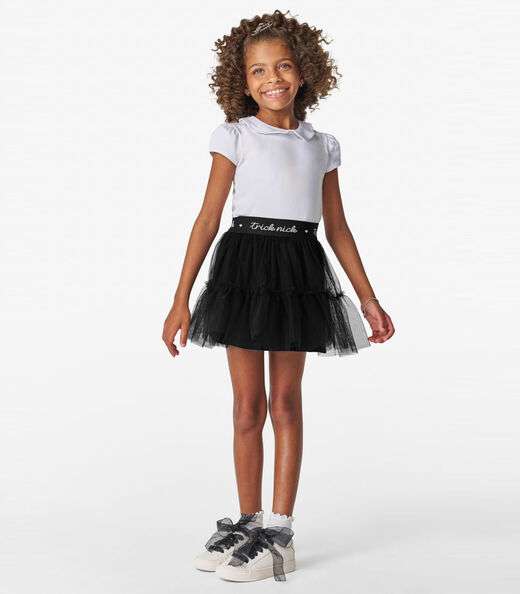 Saia Infantil em Tule e Meia Malha Trick Nick Preto