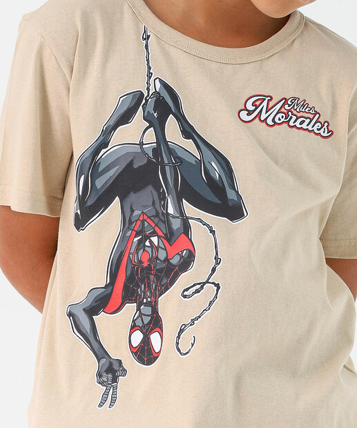 Camiseta Juvenil Estampada Homem Aranha Tam 10 a 16 Bege