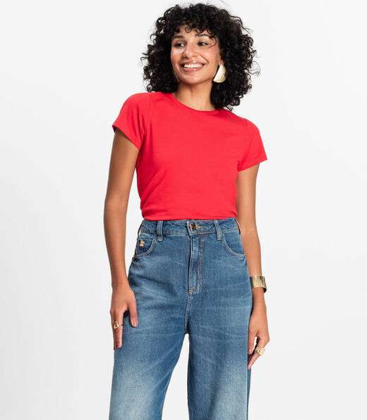 Blusa Feminina Cotton Leve Básica Rovitex Vermelho