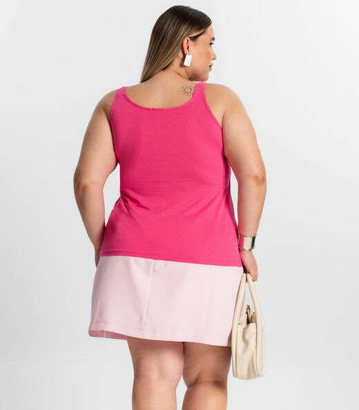Blusa De Alça Plus Size Secret Glam Rosa