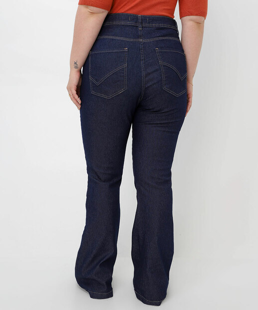 Calça Plus Size Feminina Flare Jeans Azul 