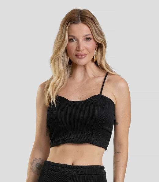 Image_Top Cropped Feminino De Alça Texturizada Dianna Preto
