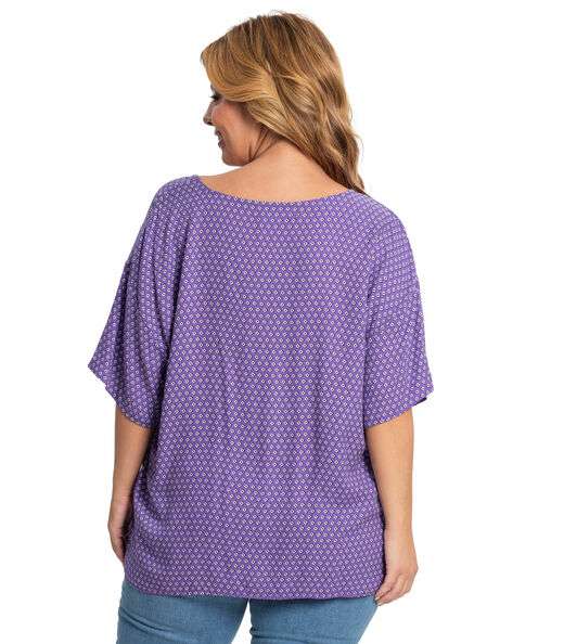 Camisa Feminina Plus Size Estampada Secret Glam Roxo