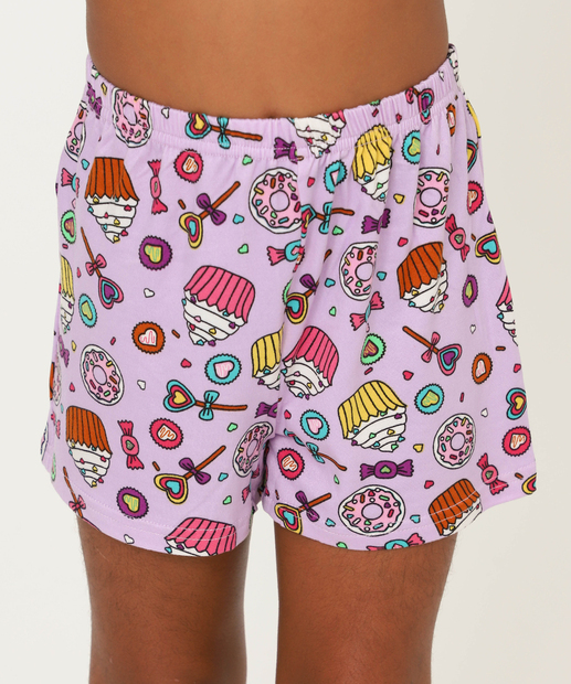 Pijama Infantil Estampa Doces Marisa Tam 4 a 12 Lilás