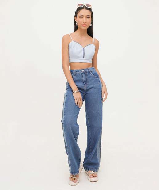 Image_Calça Jeans Wide Leg Recorte Feminina Sawary