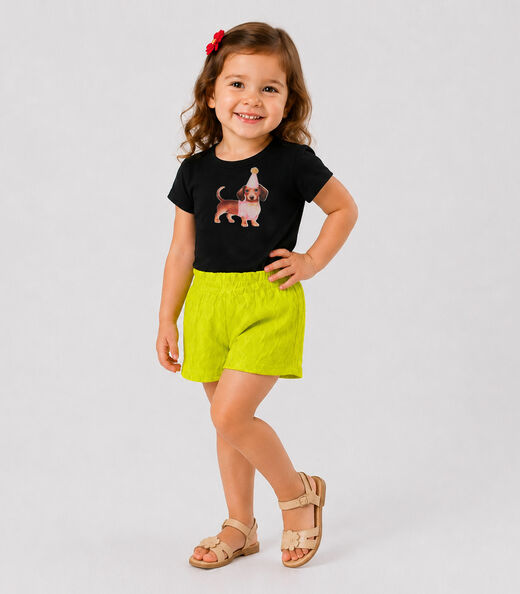 Conjunto Infantil Feminino Blusa Short Trick Nick Preto