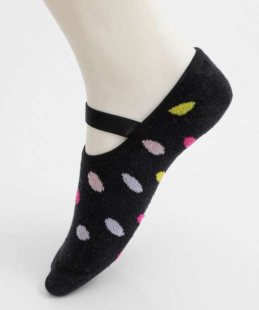 Meia Sapatilha Infantil Antiderrapante Marisa Preto