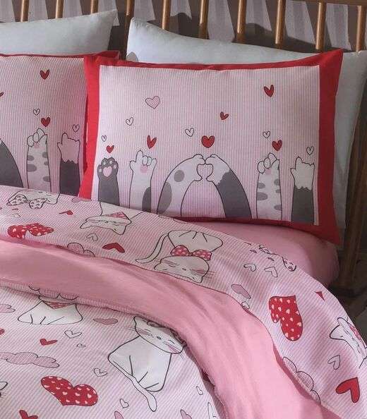 Jogo De Cama Casal Gatinhos 150 Fios Lar E Lazer Rosa