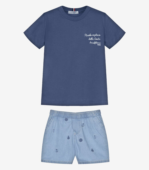 Conjunto Infantil Camiseta Com Bermuda Trick Nick Azul