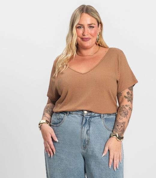 Image_Blusa Feminina Plus Size da Infinita Cor Bege