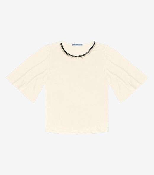 Blusa Feminina Manga Curta Endless Bege