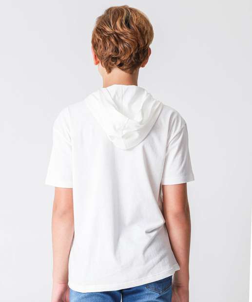 Camiseta Juvenil Manga Curta Capuz MR Tam 10 a 16