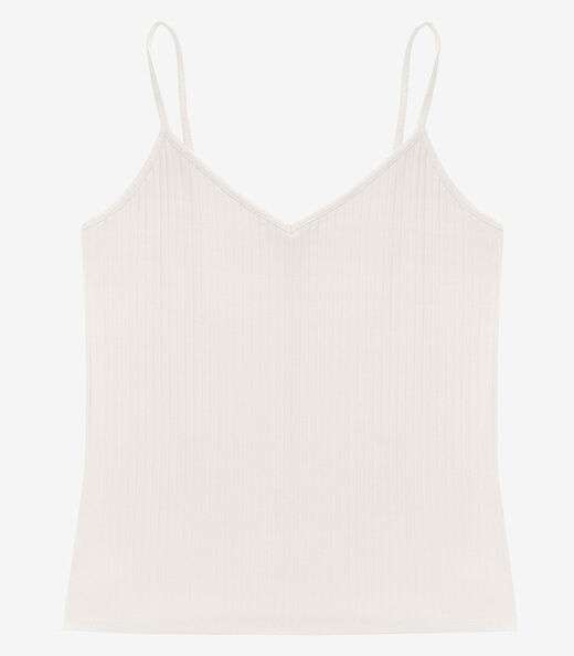 Blusa De Alça Feminina Ribana Canelada Rovitex Bege