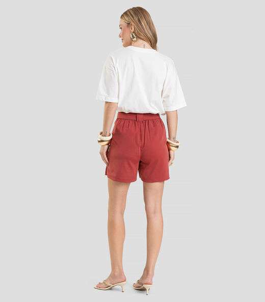 Shorts Feminino em Tecido Acetinado Dianna Vermelho