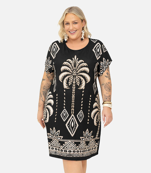 Image_Vestido Feminino Plus Size Estampado Secret Glam Preto