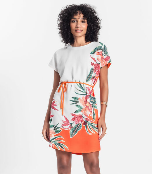 Vestido Curto Com Estampa Rovitex Laranja