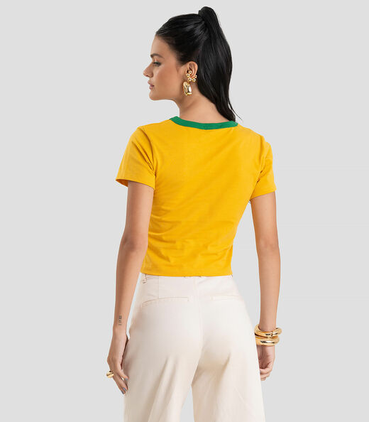 Blusa Feminina em Cotton Leve Brasil Dianna Amarelo