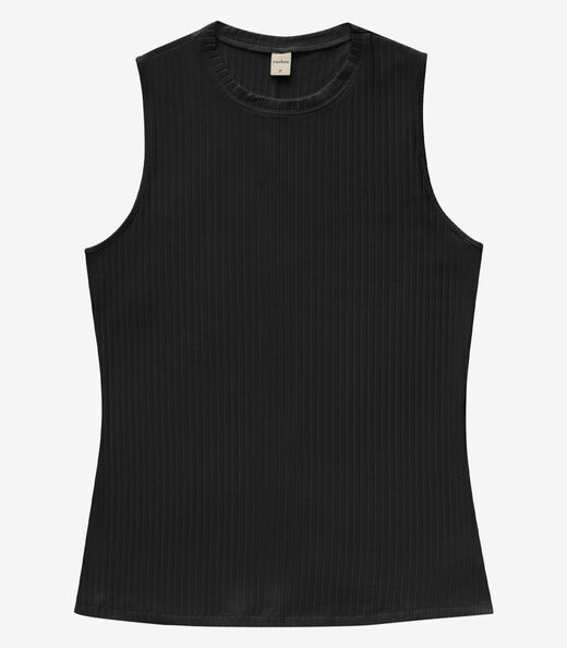 Regata Feminina Ribana Canelada Rovitex Preto