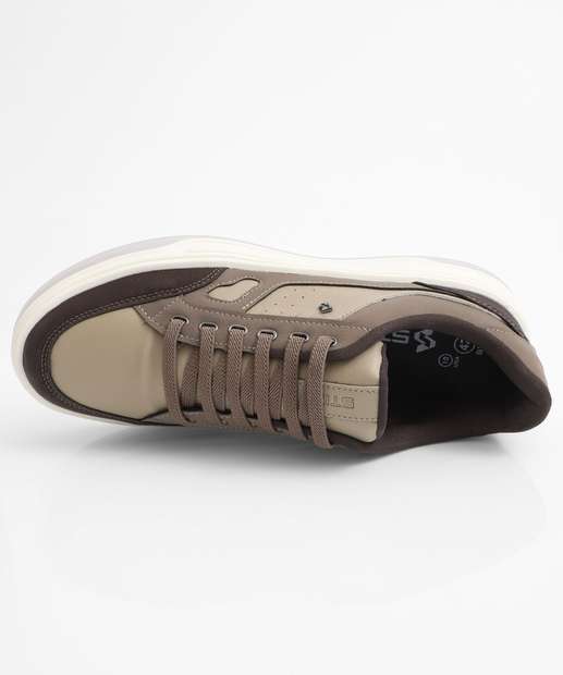 Tênis Casual Masculino Recorte Marrom