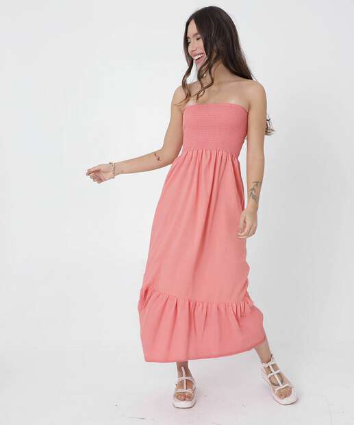 Vestido Midi Feminino Lastex Marisa Rosa
