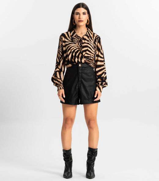 Camisa de Viscose Manga Longa Endless Preto