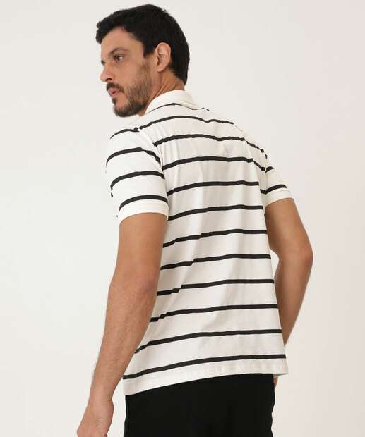 Polo Masculina Botões Listrada Manga Curta MR