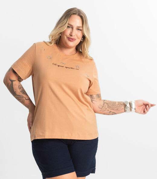 Blusa Feminina Plus Size Secret Glam Marrom