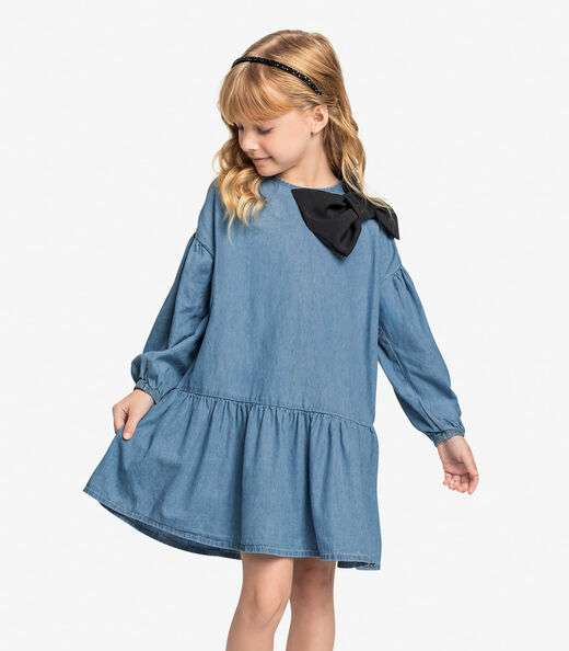Vestido Infantil Light Denim Trick Nick Azul