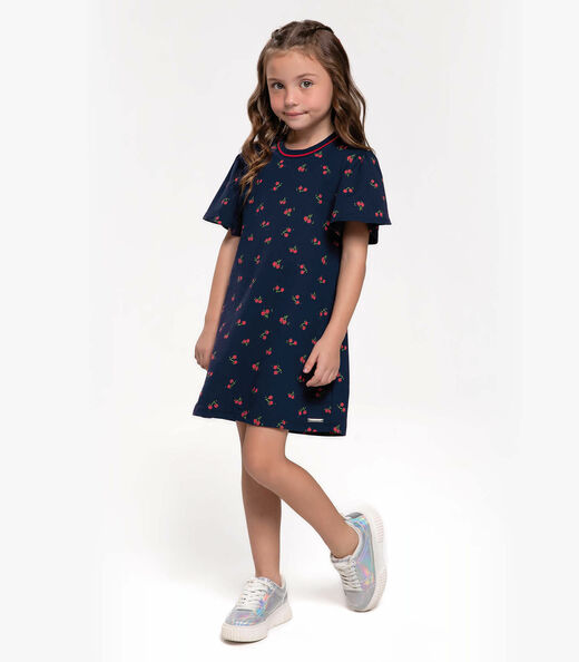 Vestido Infantil Em Moletinho Trick Nick Azul
