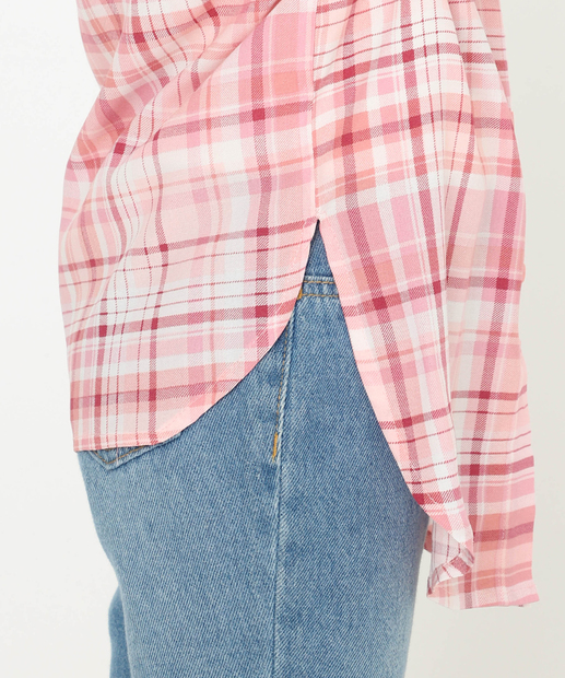 Camisa Infantil Xadrez Bolso Marisa Tam 4 a 10 Rosa