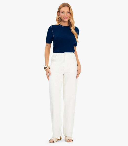 Blusa Feminina Tricot Com Detalhe Rovitex Azul