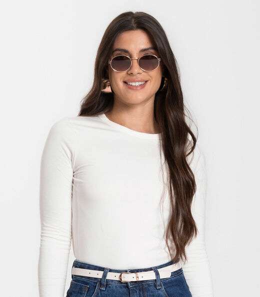 Blusa Manga Longa Básica Select Bege