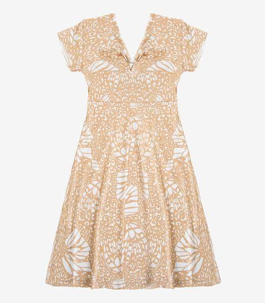 Vestido Curto Feminino Em Liganete Select Bege