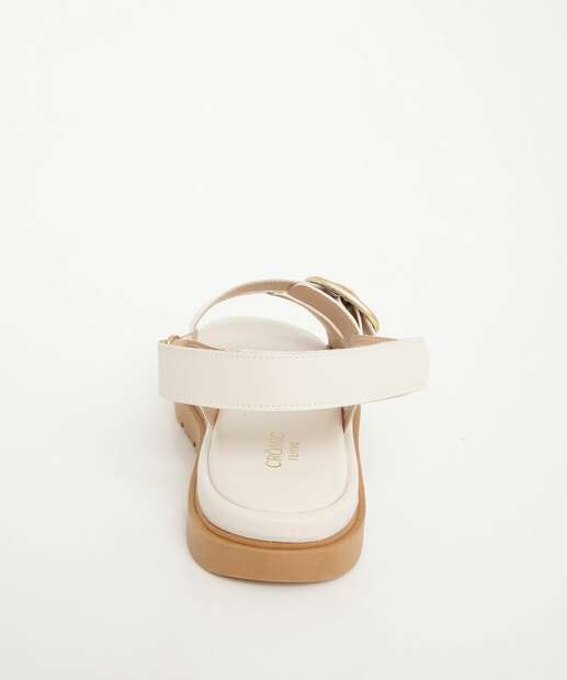 Sandália Flatform Feminina Fivela Velcro Off White