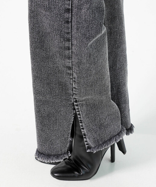 Calça Plus Size Feminina Wide Leg Petit Jeans Preto Sawary