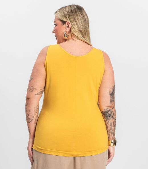 Regata Feminina Plus Size Secret Glam Amarelo